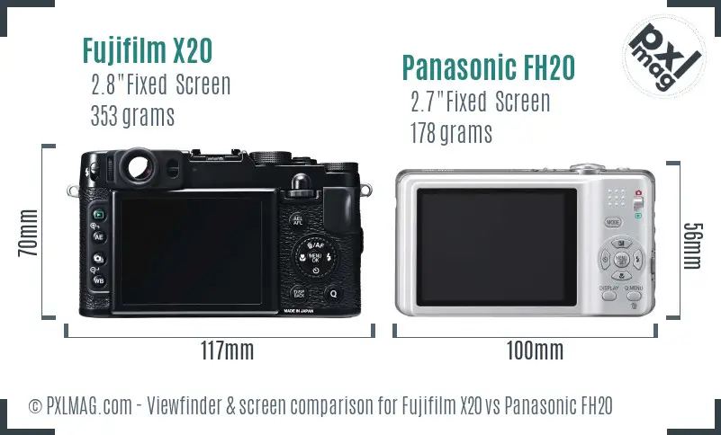 Fujifilm X20 vs Panasonic FH20 Screen and Viewfinder comparison