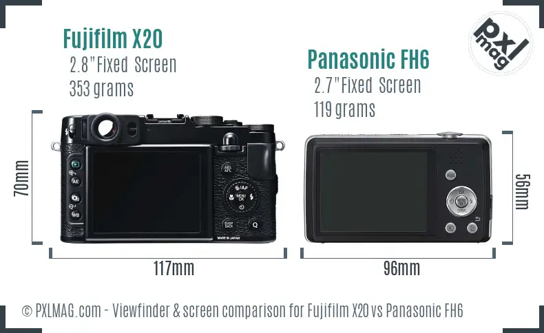 Fujifilm X20 vs Panasonic FH6 Screen and Viewfinder comparison