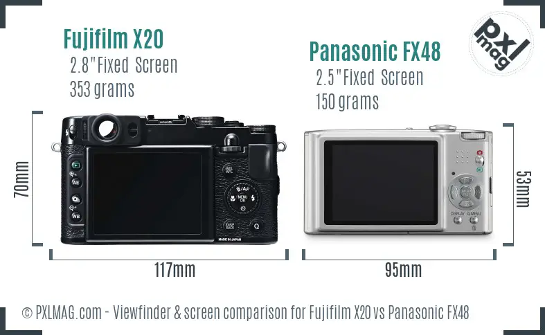 Fujifilm X20 vs Panasonic FX48 Screen and Viewfinder comparison