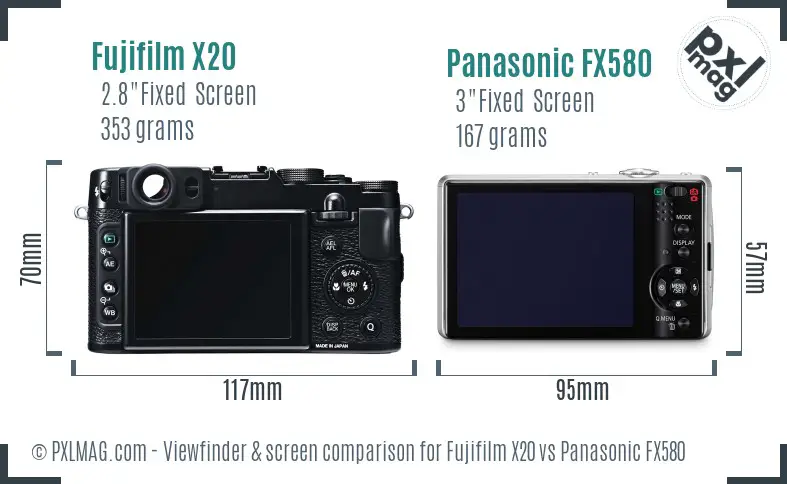 Fujifilm X20 vs Panasonic FX580 Screen and Viewfinder comparison