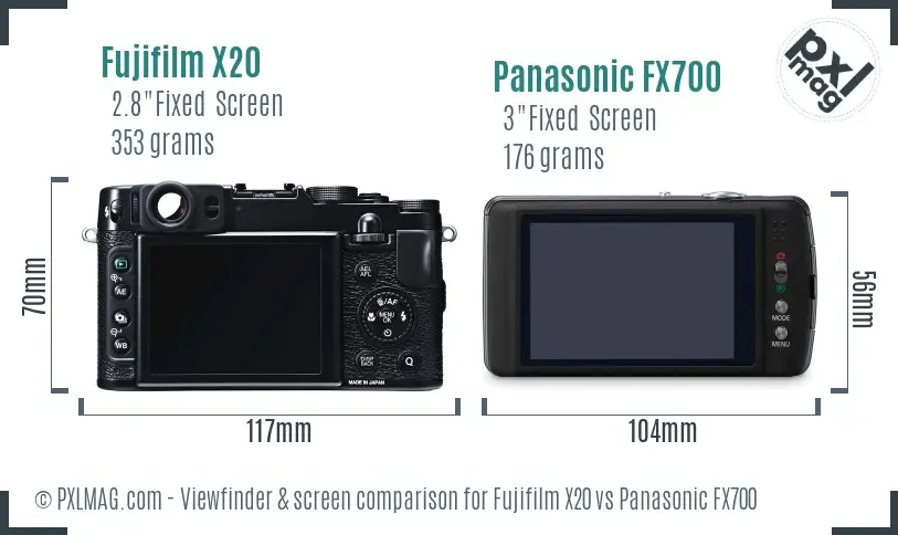 Fujifilm X20 vs Panasonic FX700 Screen and Viewfinder comparison