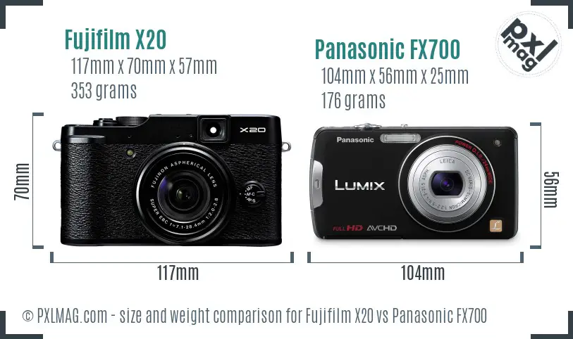 Fujifilm X20 vs Panasonic FX700 size comparison