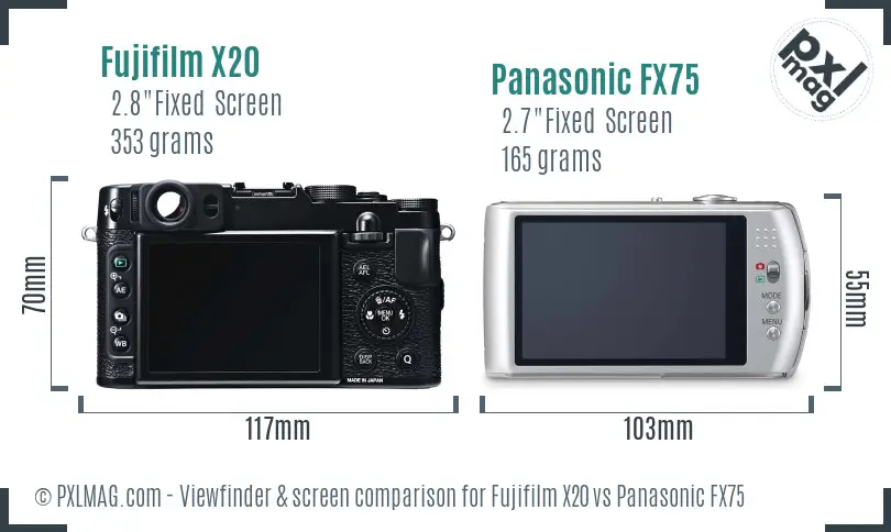 Fujifilm X20 vs Panasonic FX75 Screen and Viewfinder comparison