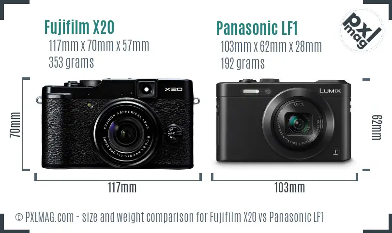 Fujifilm X20 vs Panasonic LF1 size comparison