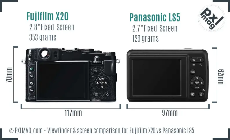 Fujifilm X20 vs Panasonic LS5 Screen and Viewfinder comparison