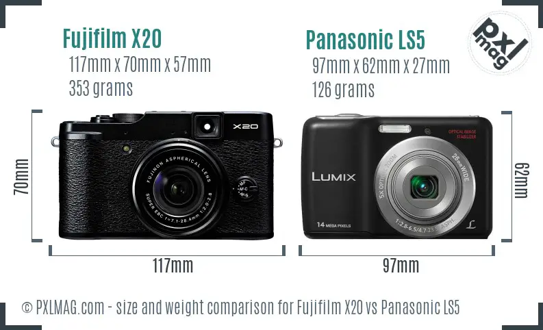 Fujifilm X20 vs Panasonic LS5 size comparison