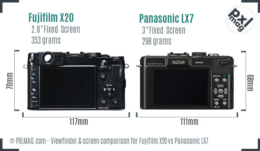 Fujifilm X20 vs Panasonic LX7 Screen and Viewfinder comparison