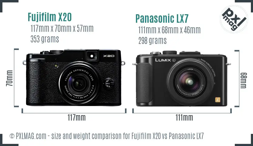 Fujifilm X20 vs Panasonic LX7 size comparison