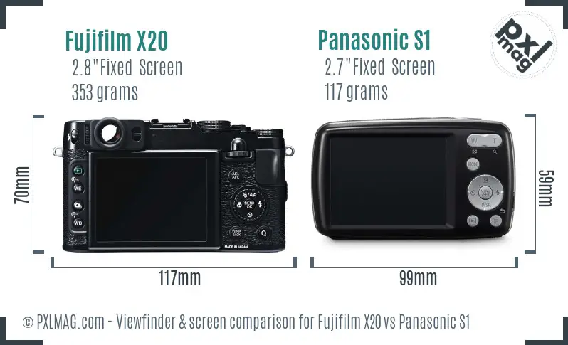 Fujifilm X20 vs Panasonic S1 Screen and Viewfinder comparison