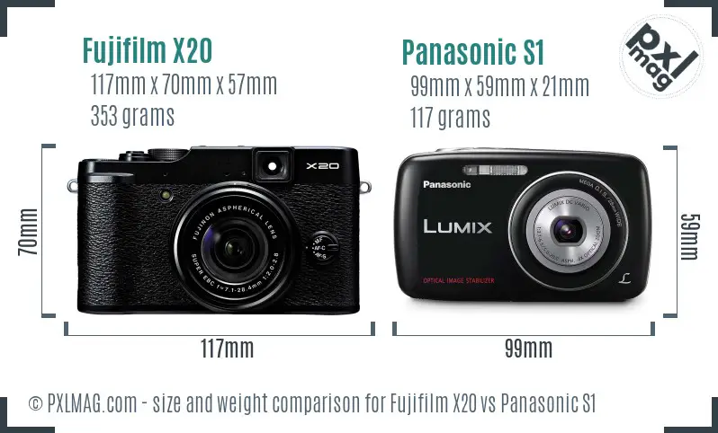 Fujifilm X20 vs Panasonic S1 size comparison