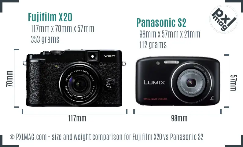 Fujifilm X20 vs Panasonic S2 size comparison