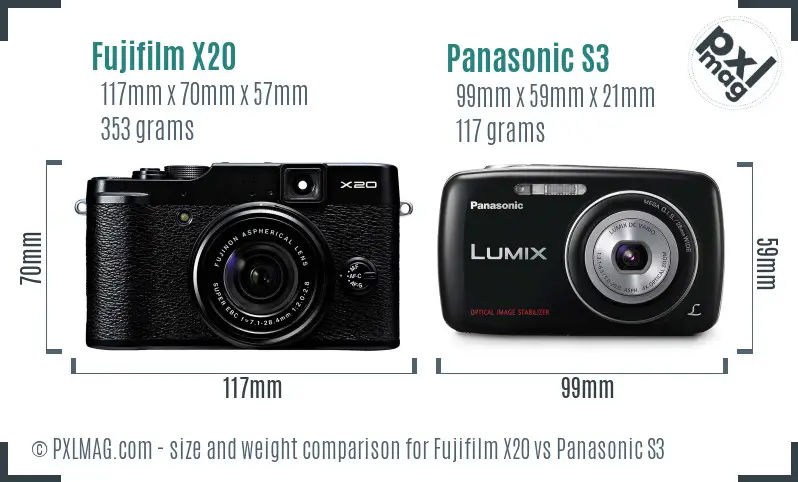 Fujifilm X20 vs Panasonic S3 size comparison