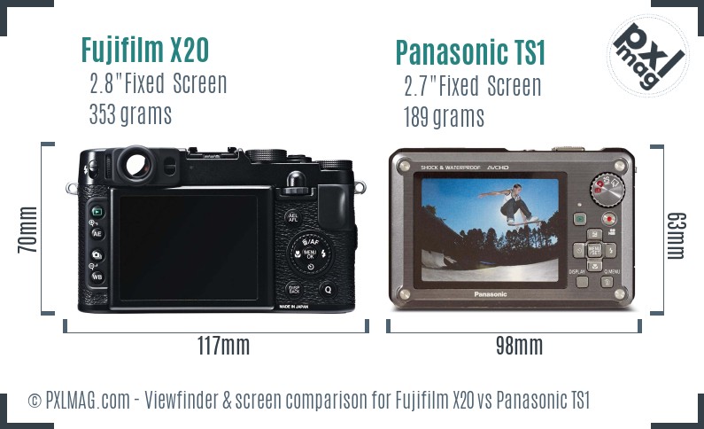 Fujifilm X20 vs Panasonic TS1 Screen and Viewfinder comparison