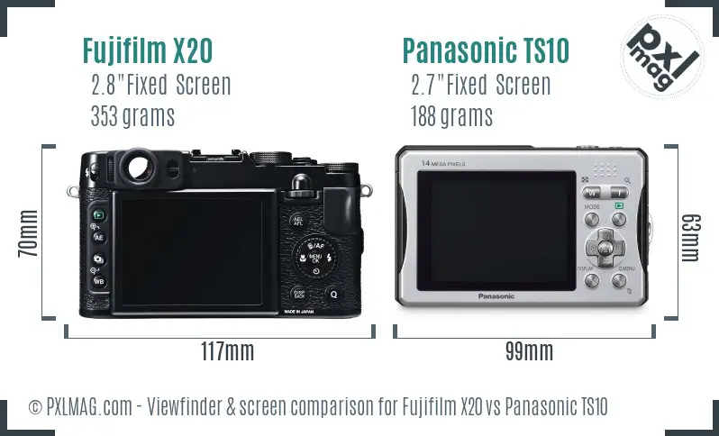 Fujifilm X20 vs Panasonic TS10 Screen and Viewfinder comparison Fujifilm X20 vs Panasonic TS10 Screen and Viewfinder comparison
