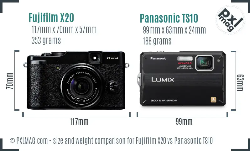 Fujifilm X20 vs Panasonic TS10 size comparison Fujifilm X20 vs Panasonic TS10 size comparison