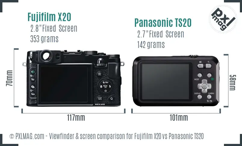 Fujifilm X20 vs Panasonic TS20 Screen and Viewfinder comparison Fujifilm X20 vs Panasonic TS20 Screen and Viewfinder comparison