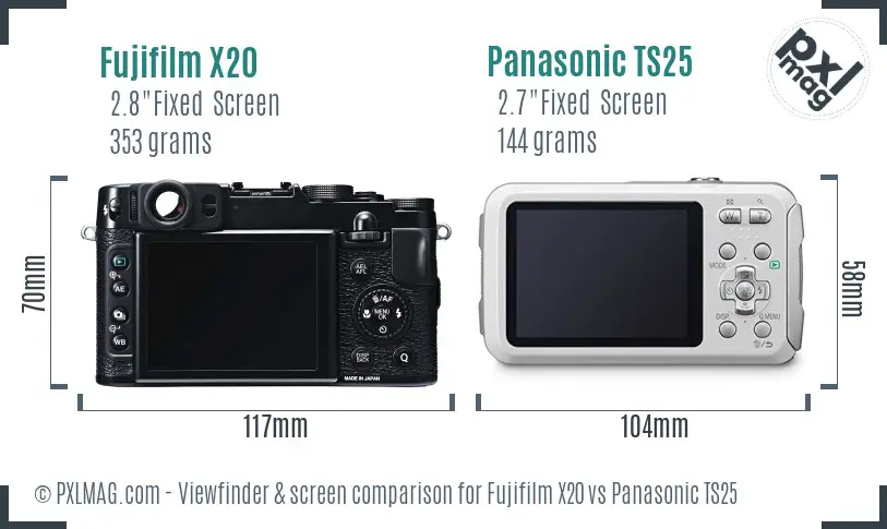 Fujifilm X20 vs Panasonic TS25 Screen and Viewfinder comparison