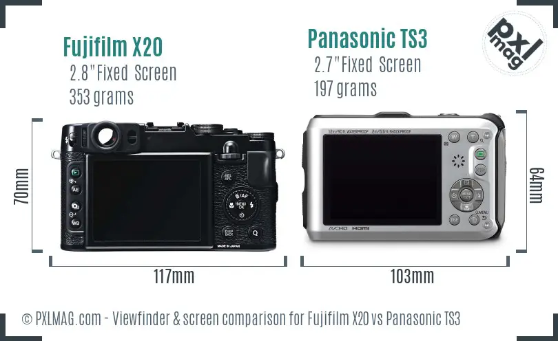 Fujifilm X20 vs Panasonic TS3 Screen and Viewfinder comparison