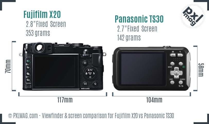 Fujifilm X20 vs Panasonic TS30 Screen and Viewfinder comparison