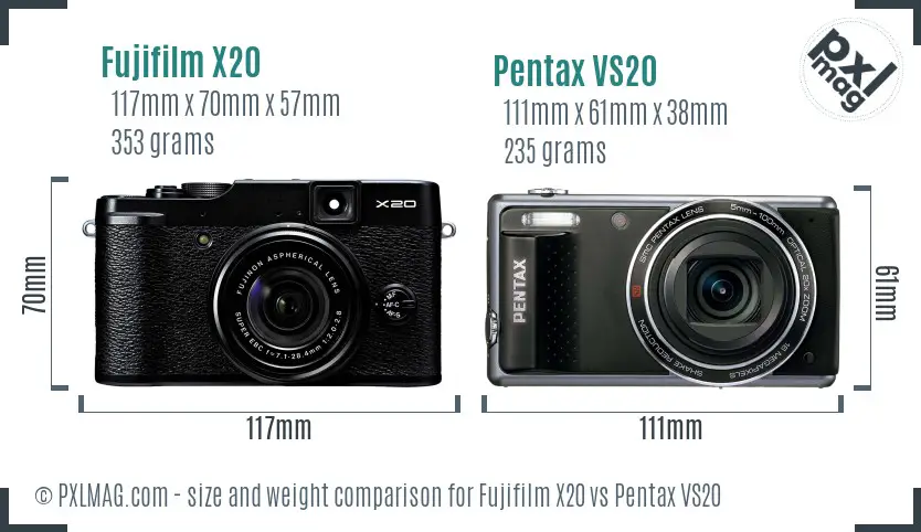 Fujifilm X20 vs Pentax VS20 size comparison Fujifilm X20 vs Pentax VS20 size comparison