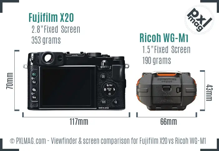 Fujifilm X20 vs Ricoh WG-M1 Screen and Viewfinder comparison Fujifilm X20 vs Ricoh WG-M1 Screen and Viewfinder comparison