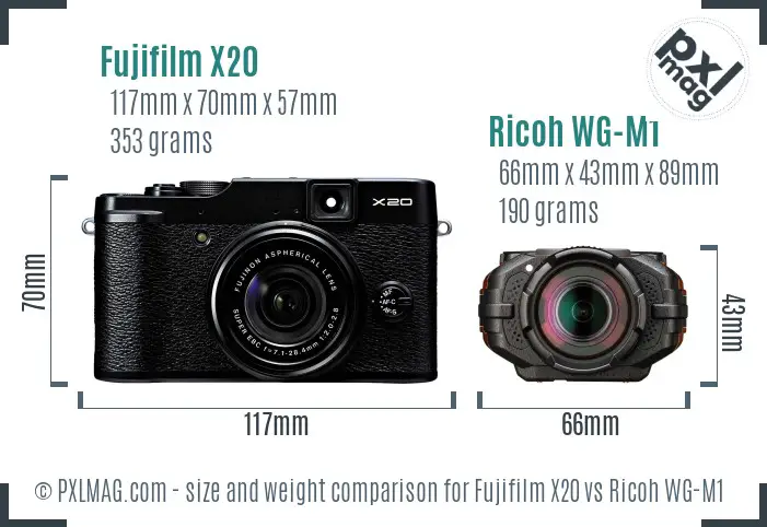 Fujifilm X20 vs Ricoh WG-M1 size comparison Fujifilm X20 vs Ricoh WG-M1 size comparison