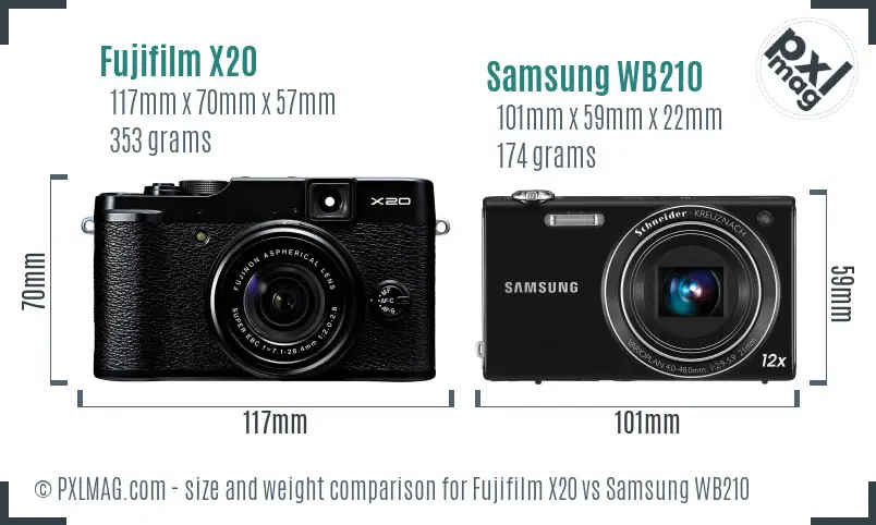 Fujifilm X20 vs Samsung WB210 size comparison
