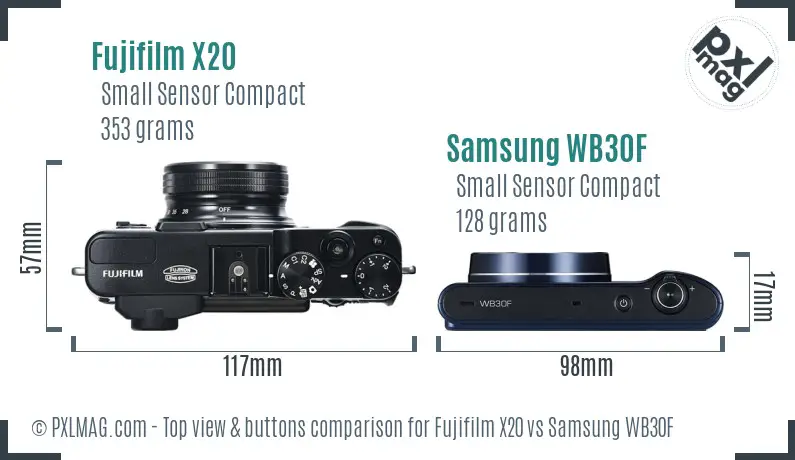 Fujifilm X20 vs Samsung WB30F top view buttons comparison