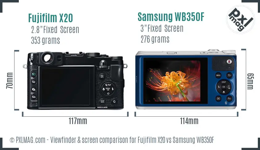 Fujifilm X20 vs Samsung WB350F Screen and Viewfinder comparison Fujifilm X20 vs Samsung WB350F Screen and Viewfinder comparison