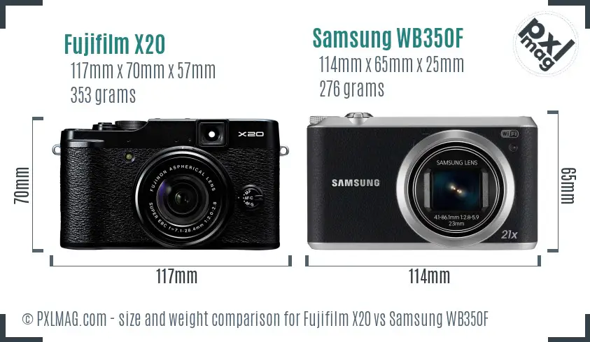 Fujifilm X20 vs Samsung WB350F size comparison Fujifilm X20 vs Samsung WB350F size comparison