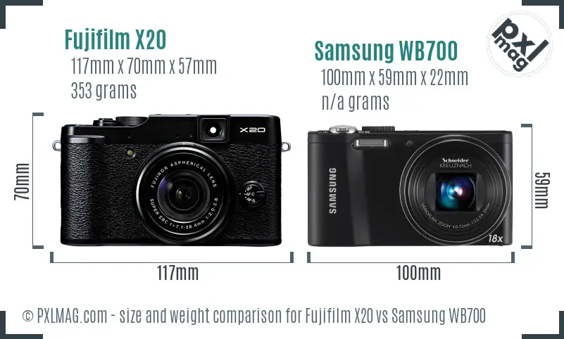 Fujifilm X20 vs Samsung WB700 size comparison