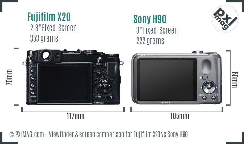 Fujifilm X20 vs Sony H90 Screen and Viewfinder comparison Fujifilm X20 vs Sony H90 Screen and Viewfinder comparison