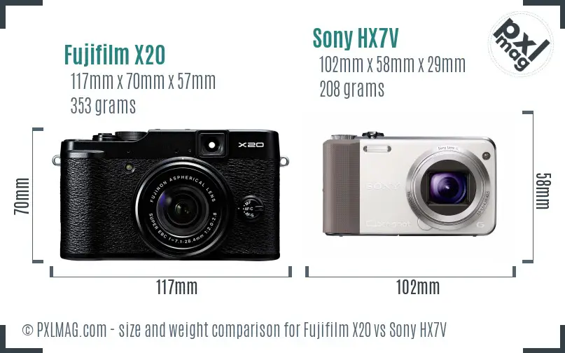 Fujifilm X20 vs Sony HX7V size comparison
