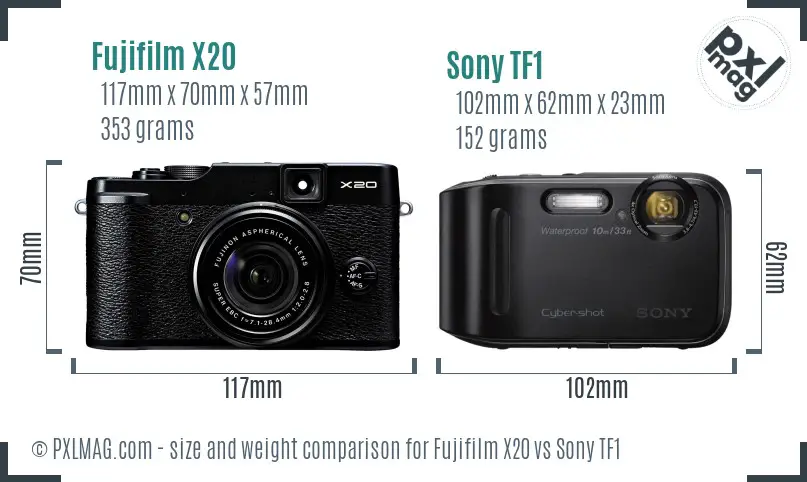 Fujifilm X20 vs Sony TF1 size comparison Fujifilm X20 vs Sony TF1 size comparison