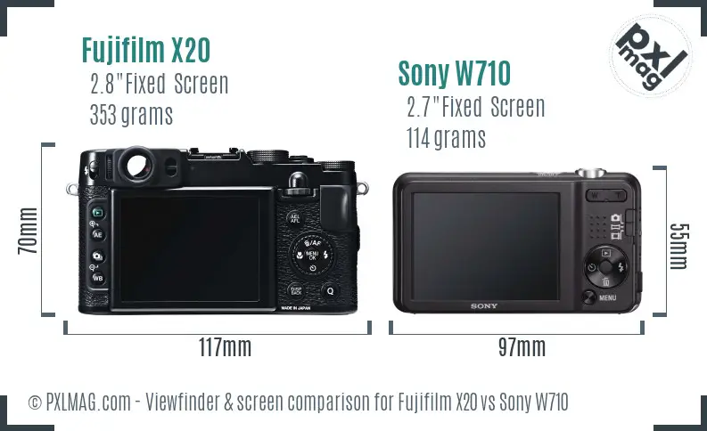 Fujifilm X20 vs Sony W710 Screen and Viewfinder comparison