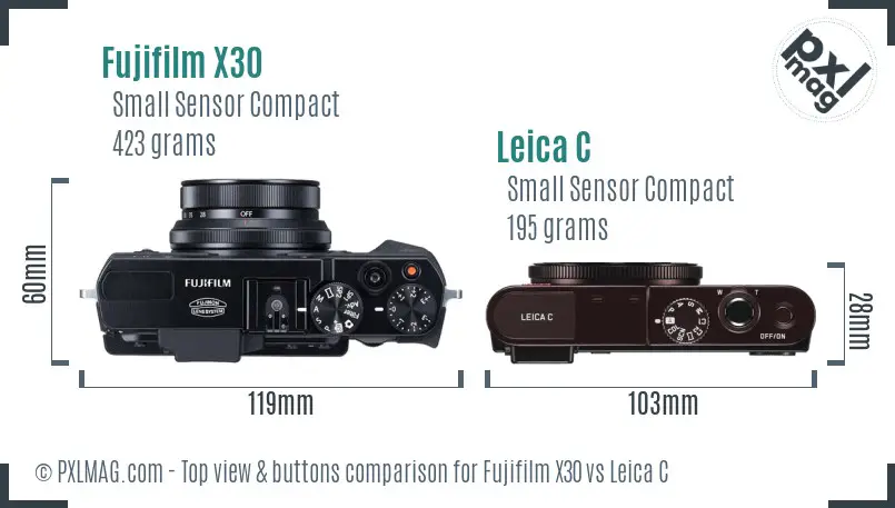 Fujifilm X30 vs Leica C top view buttons comparison