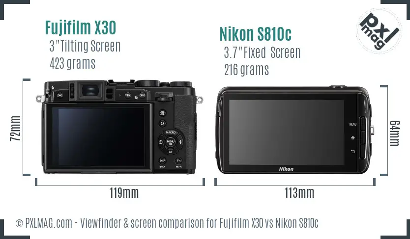 Fujifilm X30 vs Nikon S810c Screen and Viewfinder comparison Fujifilm X30 vs Nikon S810c Screen and Viewfinder comparison