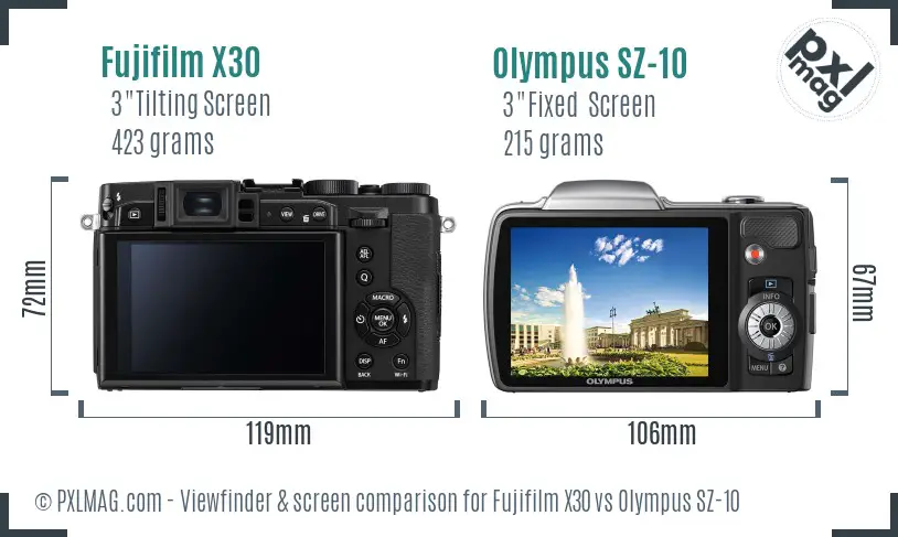 Fujifilm X30 vs Olympus SZ-10 Screen and Viewfinder comparison Fujifilm X30 vs Olympus SZ-10 Screen and Viewfinder comparison