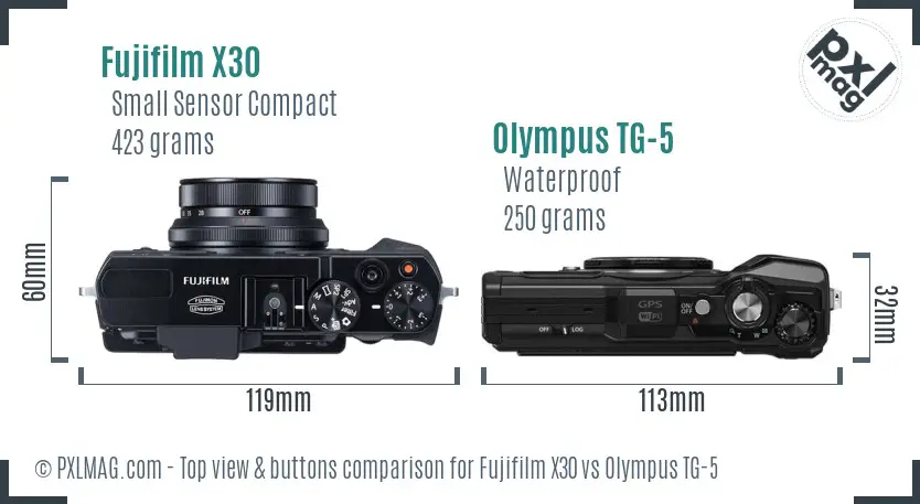 Top view showing layout and control differences