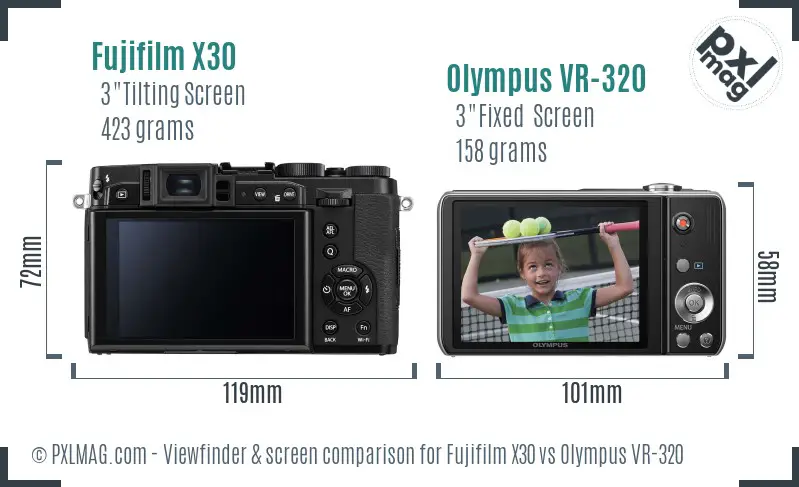 Fujifilm X30 vs Olympus VR-320 Screen and Viewfinder comparison