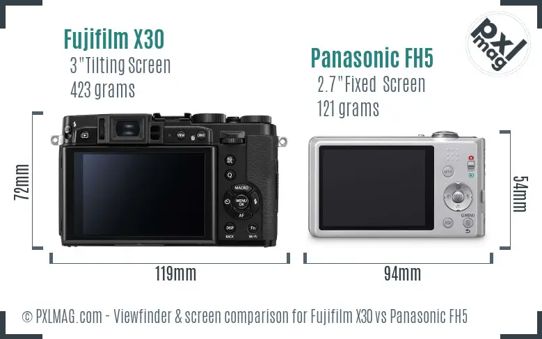 Fujifilm X30 vs Panasonic FH5 Screen and Viewfinder comparison