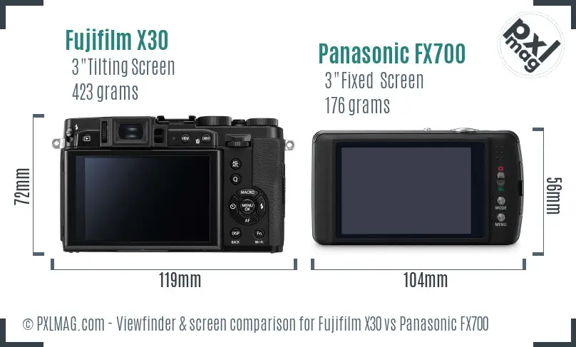 Fujifilm X30 vs Panasonic FX700 Screen and Viewfinder comparison
