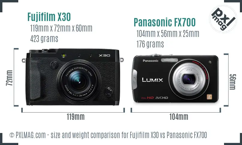 Fujifilm X30 vs Panasonic FX700 size comparison