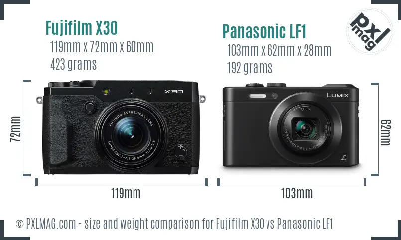 Fujifilm X30 vs Panasonic LF1 size comparison