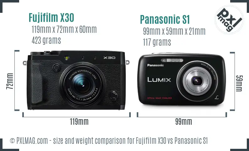 Fujifilm X30 vs Panasonic S1 size comparison