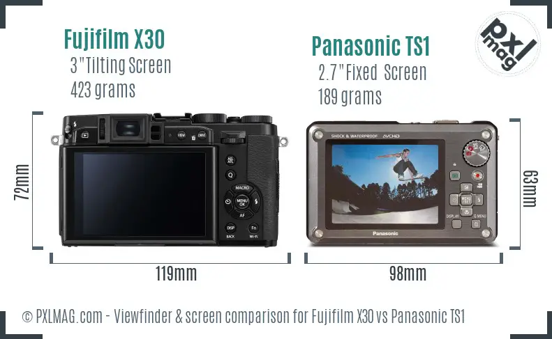 Fujifilm X30 vs Panasonic TS1 Screen and Viewfinder comparison