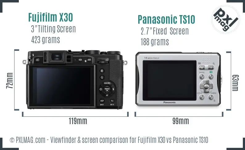 Fujifilm X30 vs Panasonic TS10 Screen and Viewfinder comparison Fujifilm X30 vs Panasonic TS10 Screen and Viewfinder comparison