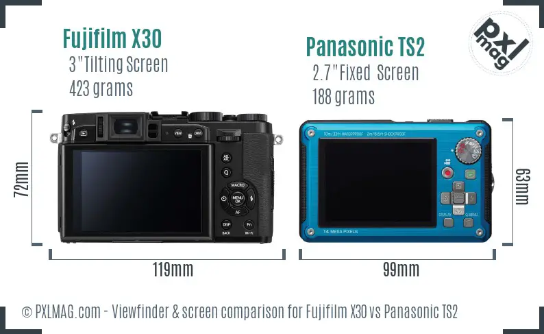 Fujifilm X30 vs Panasonic TS2 Screen and Viewfinder comparison Fujifilm X30 vs Panasonic TS2 Screen and Viewfinder comparison