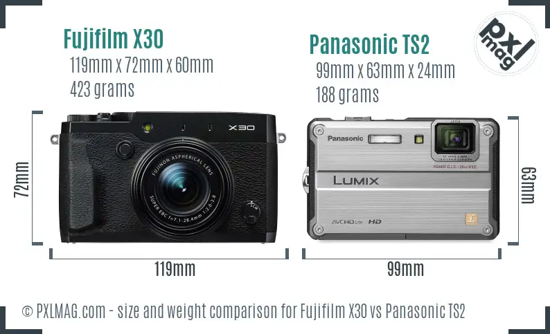 Fujifilm X30 vs Panasonic TS2 size comparison Fujifilm X30 vs Panasonic TS2 size comparison