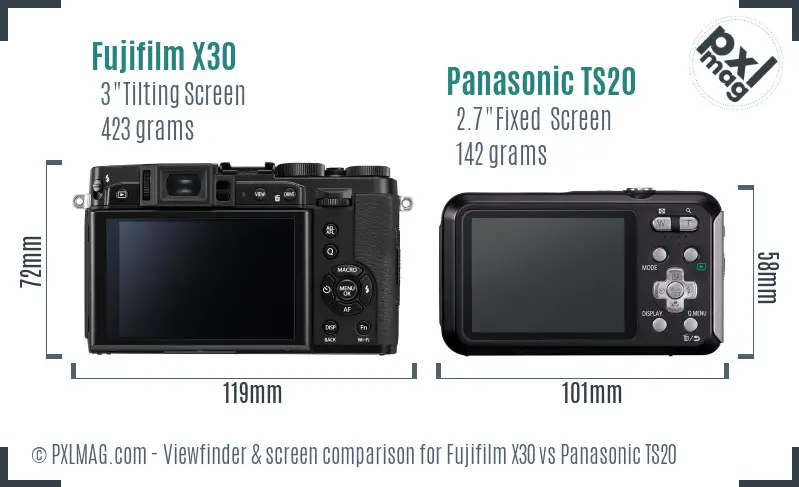 Fujifilm X30 vs Panasonic TS20 Screen and Viewfinder comparison Fujifilm X30 vs Panasonic TS20 Screen and Viewfinder comparison